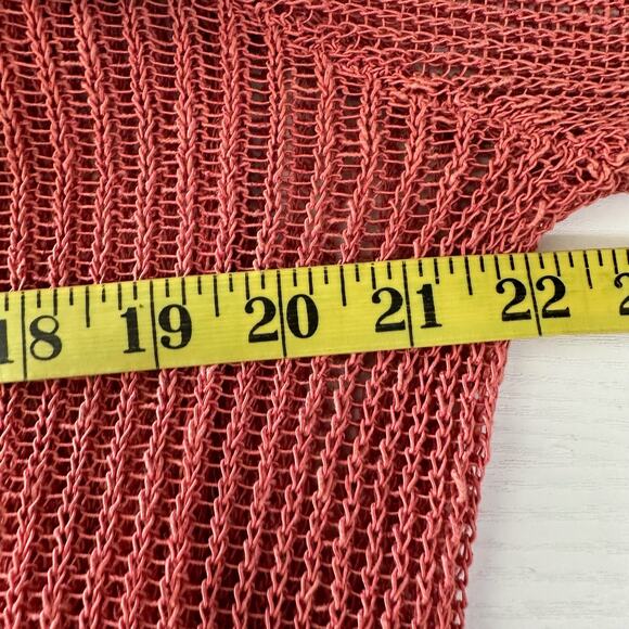 Eileen Fisher Linen Crochet Open Front Cardigan Sweater Size L - Picture 6 of 7